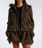 Sacai Fringed wool-blend tweed jacket