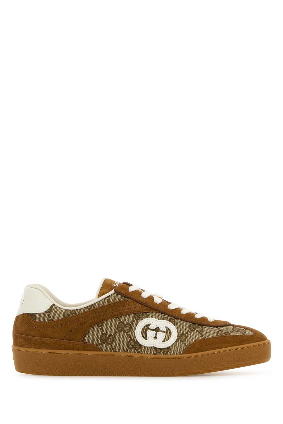 スニーカー GUCCI IVORY FABRIC AND SUEDE SNEAKERS GUCCI Ivory Fabric And Suede Sneakers | italist | REVERSIBLE
