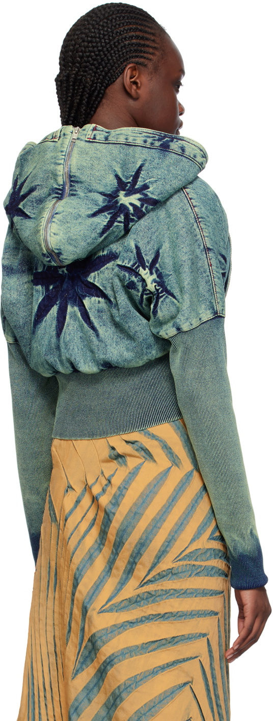 Masha Popova Blue Puffed Denim Bomber Jacket