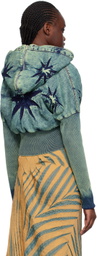 Masha Popova Blue Puffed Denim Bomber Jacket