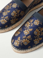Manolo Blahnik - Nerano Leather-Trimmed Silk-Jacquard Espadrilles - Blue