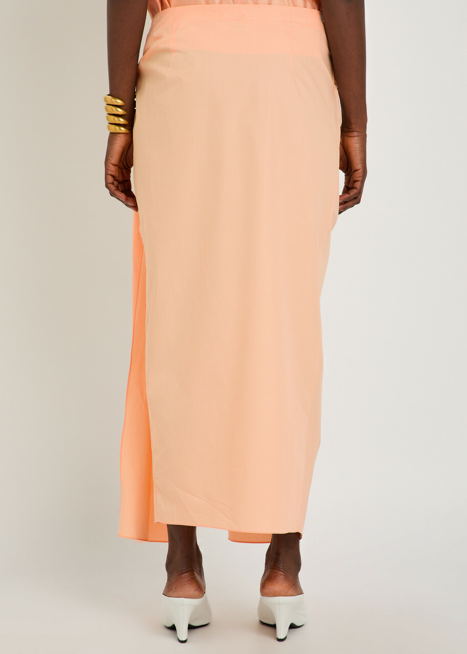 Khaite Shay Asymmetric Cotton-poplin Midi Wrap Skirt Peach