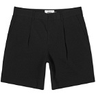 Wax London Men's Linton Pleat Seersucker Shorts in Black