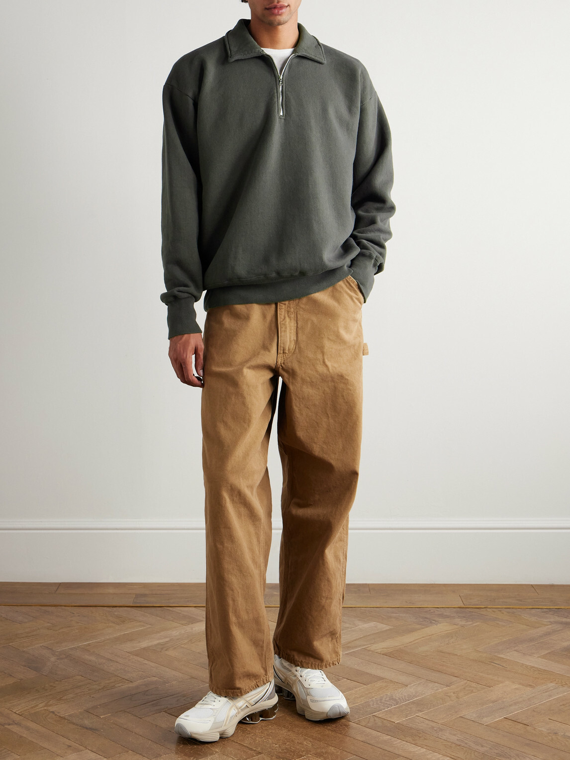 Kaptain Sunshine - Garment-Dyed Cotton-Jersey Half-Zip Sweatshirt - Gray