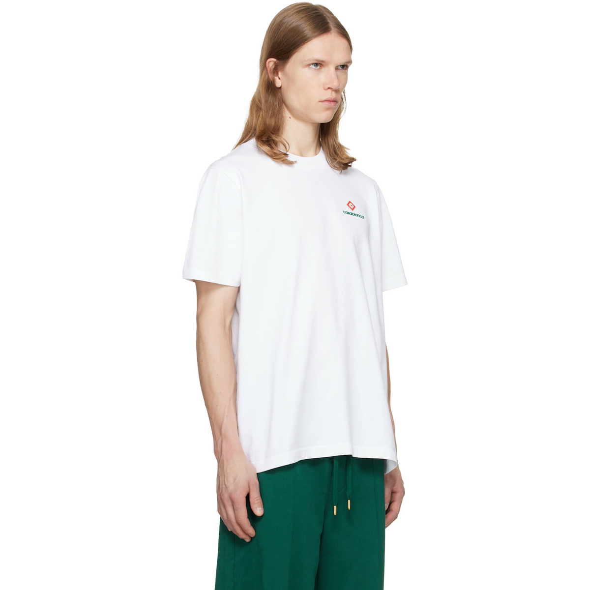 Casablanca White Sport Type Oversized Short Sleeve T‑shirt
