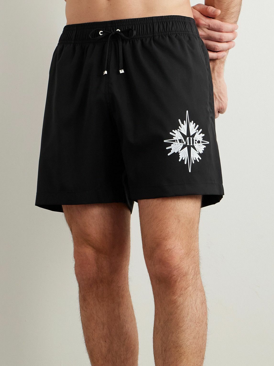 AMIRI - Starburst Straight-Leg Mid-Length Logo-Print Swim Shorts