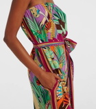 Camilla Printed strapless silk jumpsuit