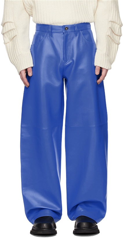 Photo: ALTU Blue Wide-Leg Leather Pants