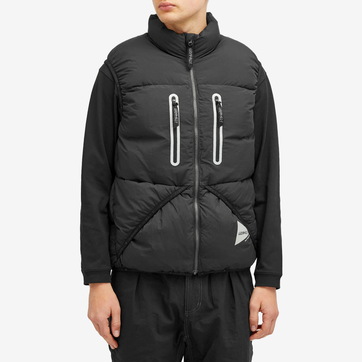 Gramicci Men's x and wander Down Vest in Black Gramicci