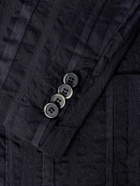 Barena - Levo Striped Linen and Cotton-Blend Blazer - Black