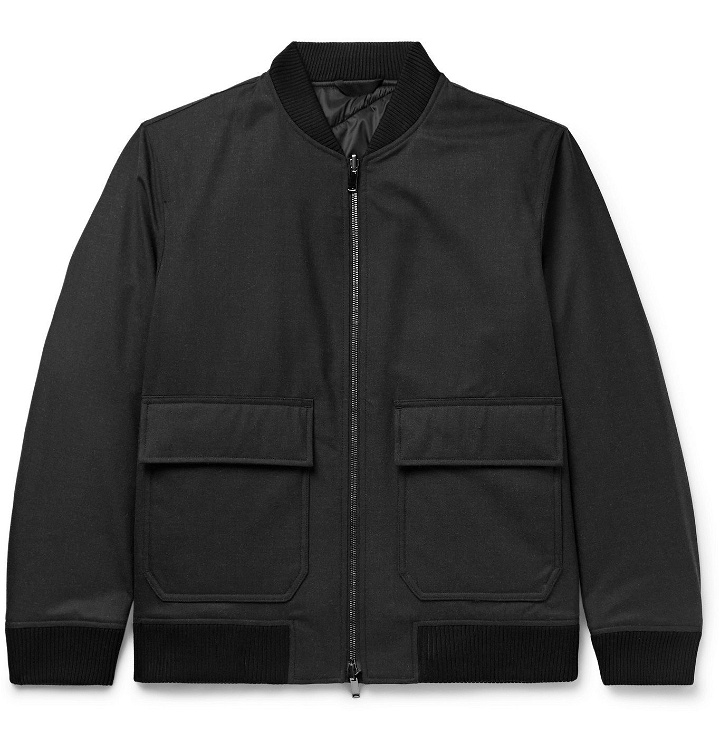 Photo: Theory - Brigade Reversible Mélange Wool-Blend Twill and Quilted Shell Bomber Jacket - Gray