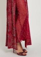 Rabanne Bead-embellished Chiffon Maxi Skirt Red