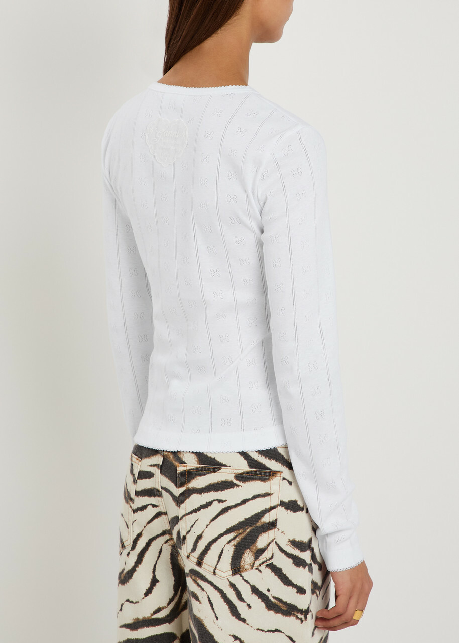 Ganni Pointelle Cotton top White