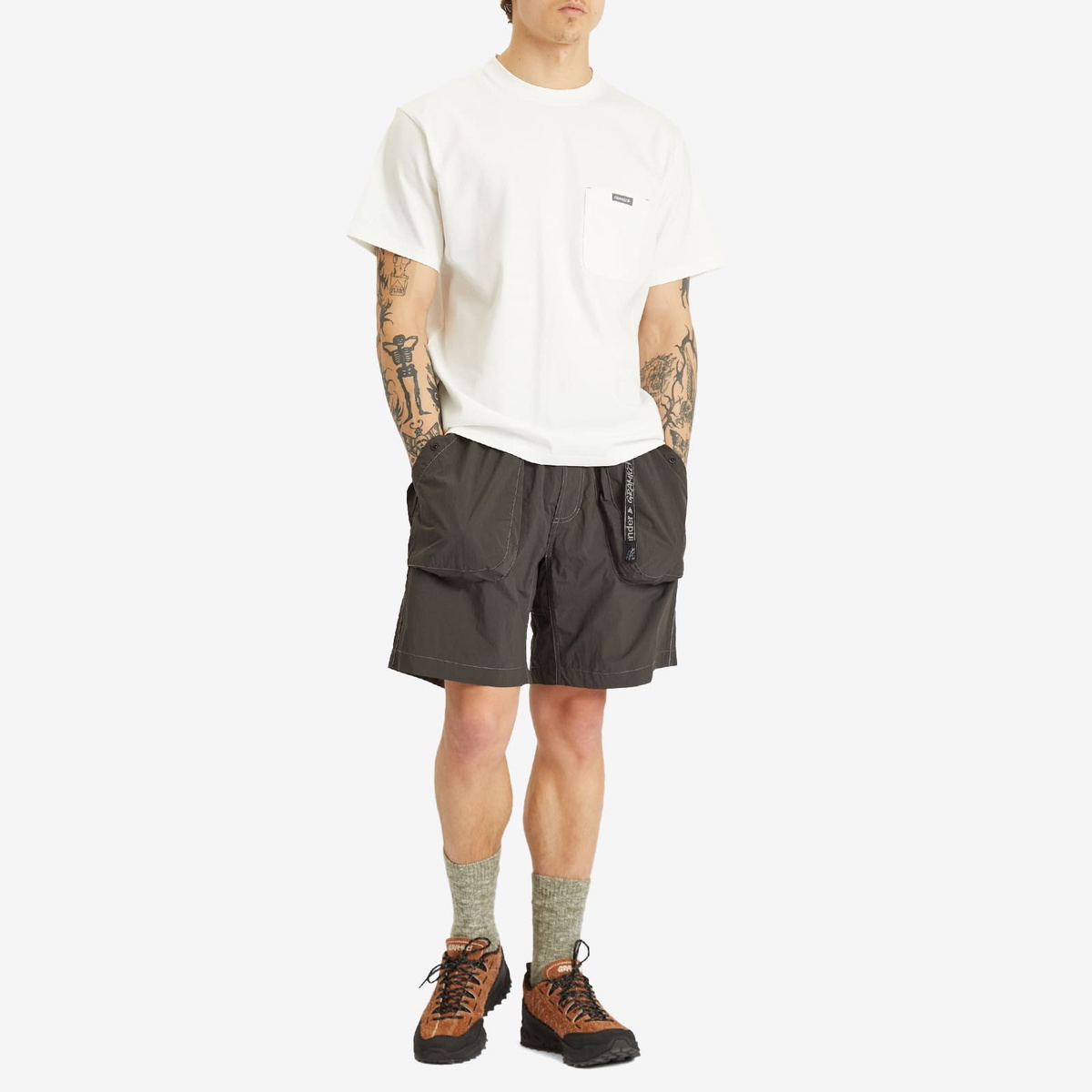 Gramicci Men's x and wander Brushed Nylon Short in Charcoal Gramicci