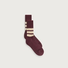 RoToTo Ribbed Crew Sock in Burgundy/Cream