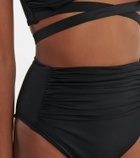 Self-Portrait Ruched high-rise bikini bottoms