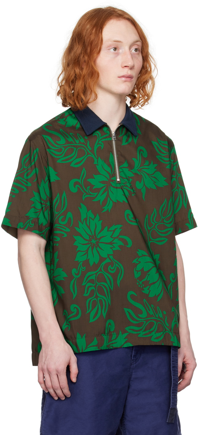 sacai Green & Brown Floral Shirt Sacai