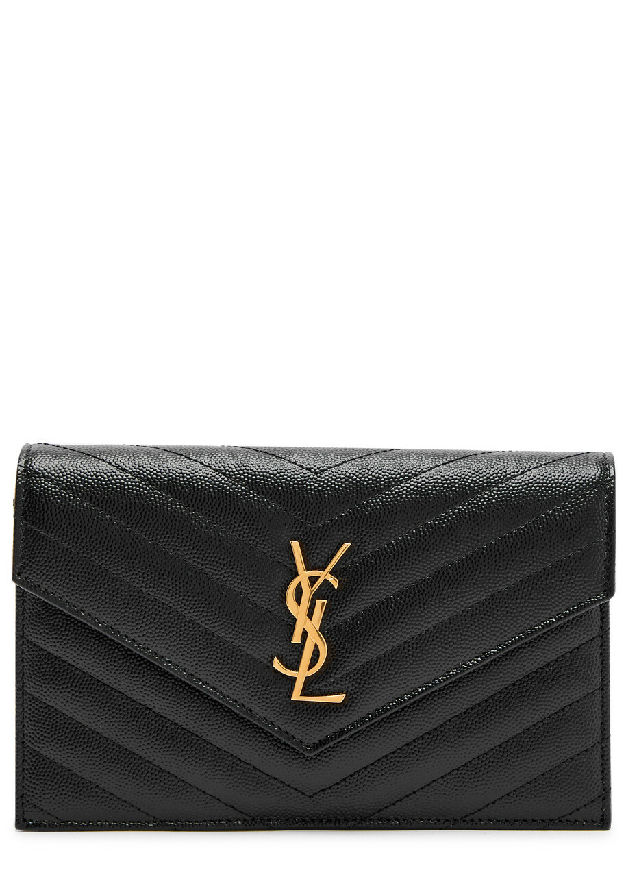 【Saint Laurent】 Calypso Mini leather wallet on chain Calypso Mini leather wallet on chain in black - Saint