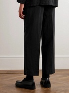 Kaptain Sunshine - Straight-Leg Pleated Cotton and Linen-Blend Gabardine Suit Trousers - Black