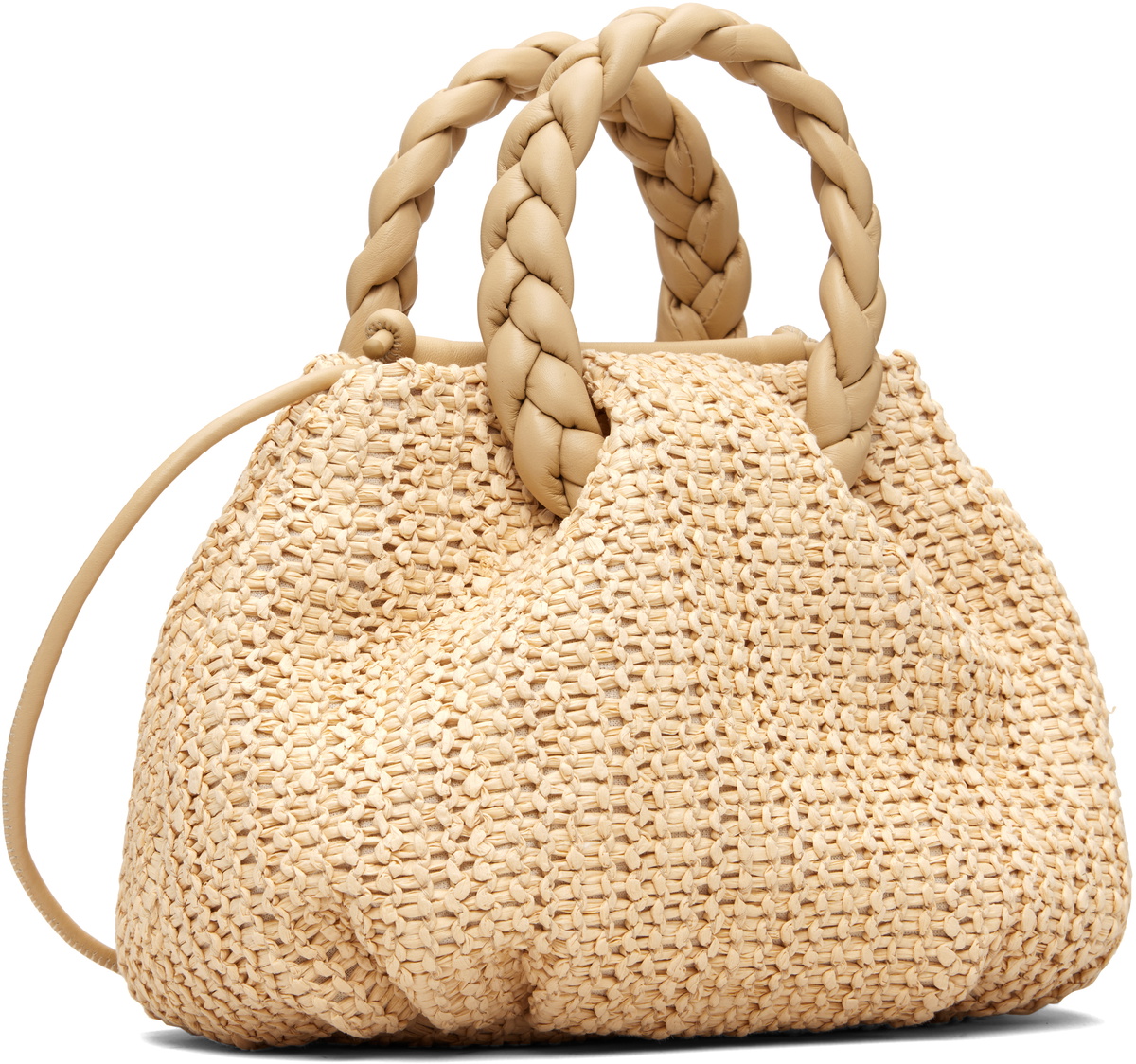 HEREU Beige Bombon M Raffia Bag