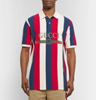 Gucci - Logo-Print Striped Cotton-Piqué Polo Shirt - Men - Multi