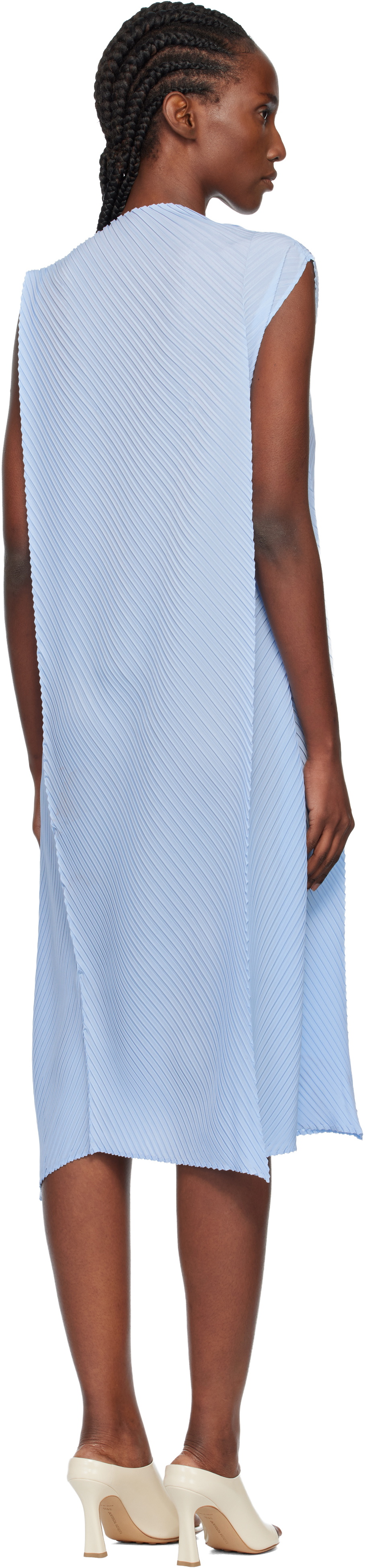 ISSEY MIYAKE Blue Soft Fold Pleats Midi Dress