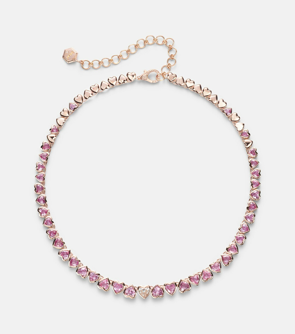 Shay Jewelry Tennis 18kt rose gold necklace with sapphires and diamond