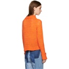 The Elder Statesman Orange Cashmere Cropped Mock Neck Sweater