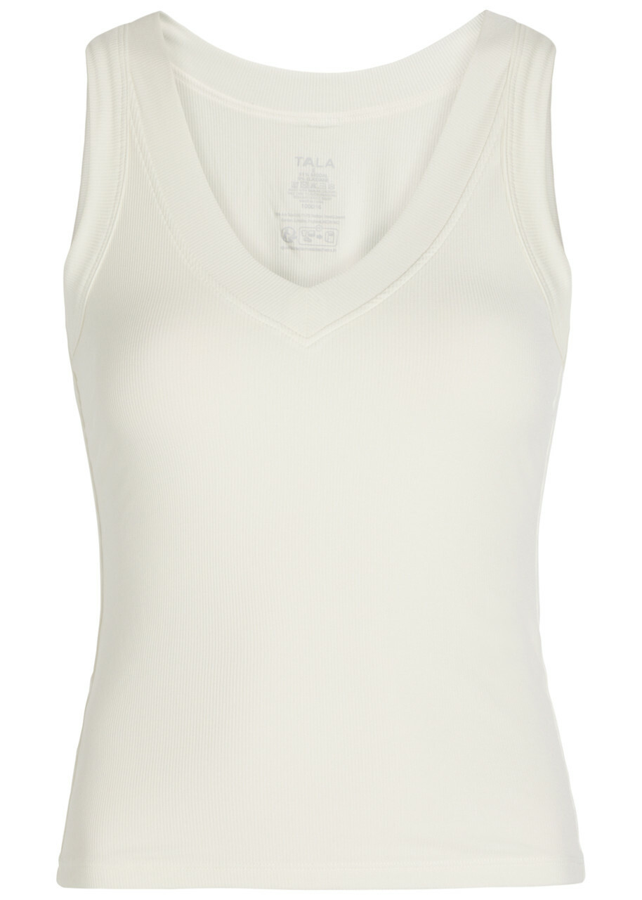 Tala 365 Ribbed V-neck Stretch-modal Vest Off White