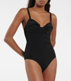 Area - Embellished jersey bodysuit