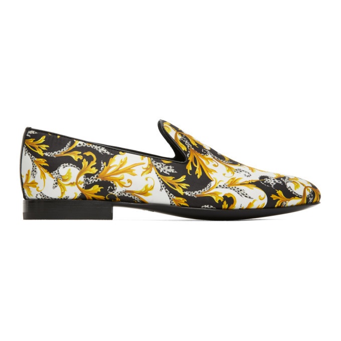 Photo: Versace White and Gold Barocco Loafers