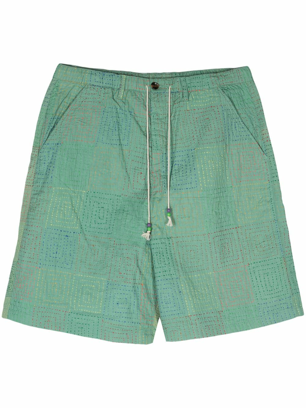 Glass Cypress Green Quilted Cotton Shorts
