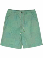 Glass Cypress Green Quilted Cotton Shorts