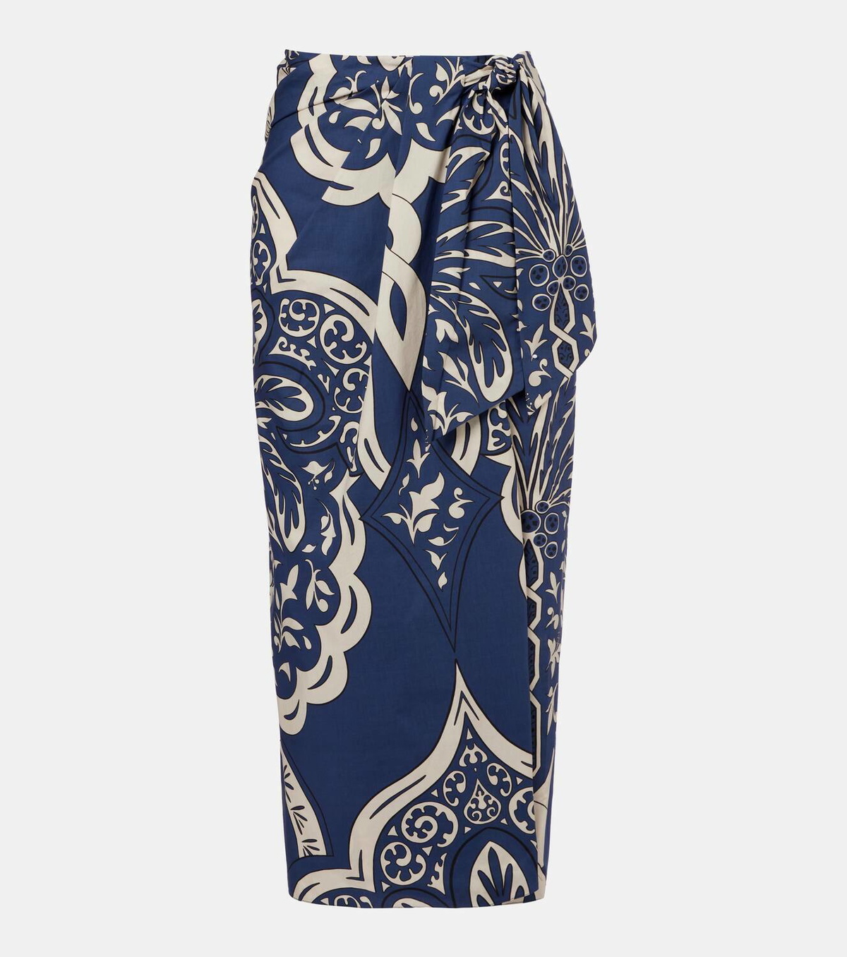 Johanna Ortiz Printed cotton poplin wrap skirt