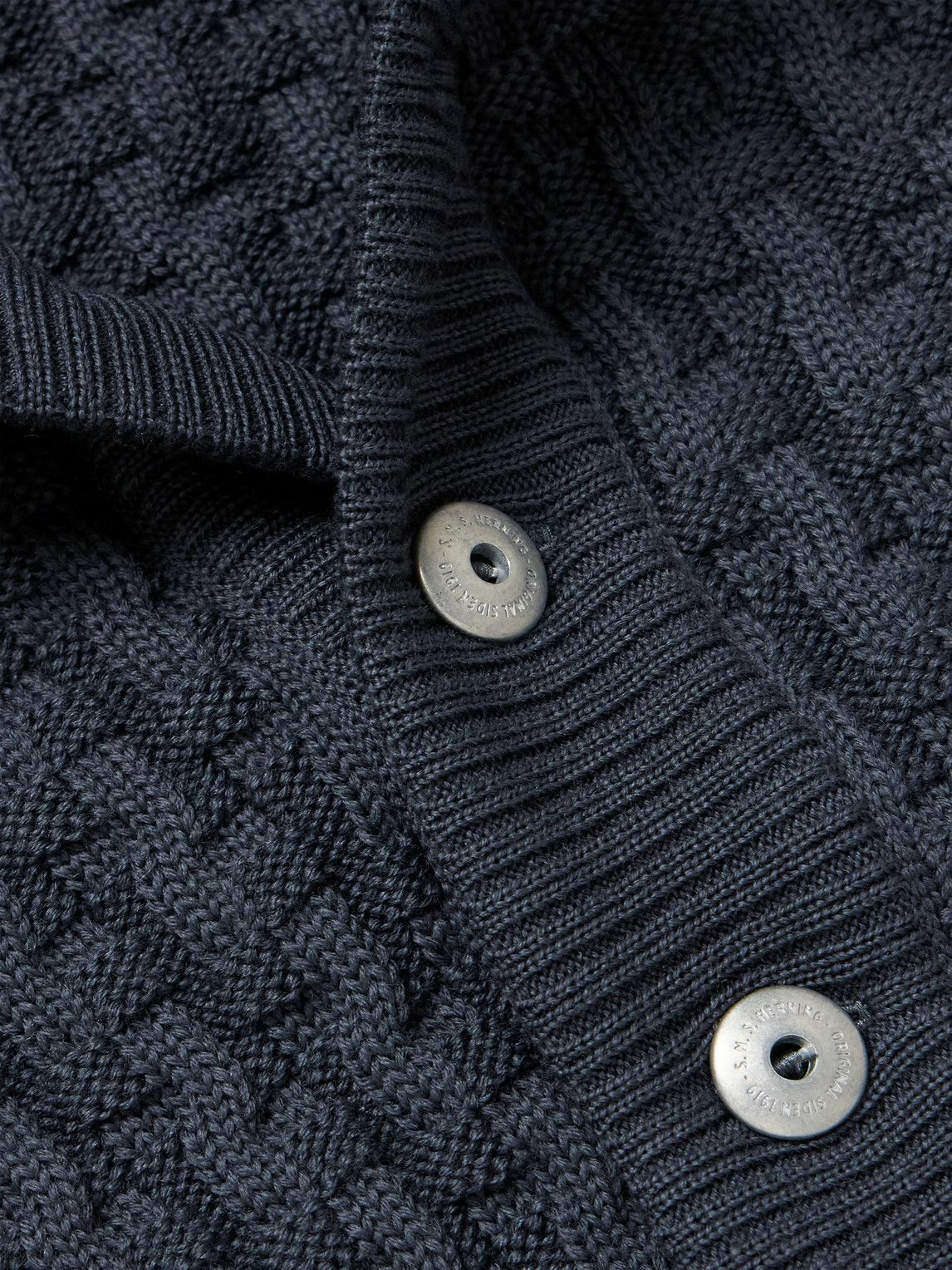 S.N.S Herning - Stark Slim-Fit Basketweave Virgin Wool Cardigan - Blue