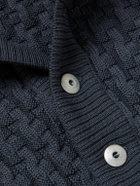 S.N.S Herning - Stark Slim-Fit Basketweave Virgin Wool Cardigan - Blue
