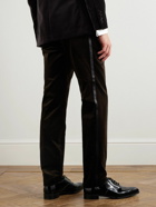 Brunello Cucinelli - Straight-Leg Pleated Satin-Trimmed Cotton-Velvet Tuxedo Trousers - Brown