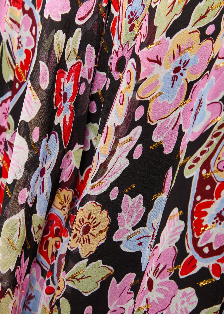 Rixo Bexley Metallic Floral Chiffon Maxi Dress Multicoloured
