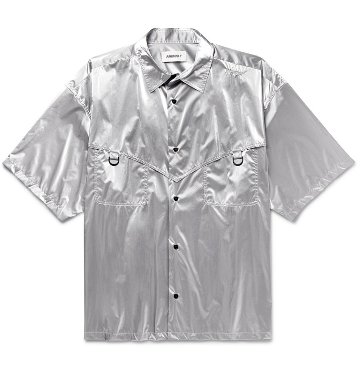 Photo: AMBUSH® - Oversized Metallic Coated-Shell Shirt - Silver