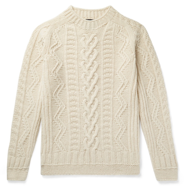 Photo: Howlin' - Slim-Fit Cable-Knit Virgin Wool Sweater - Neutrals