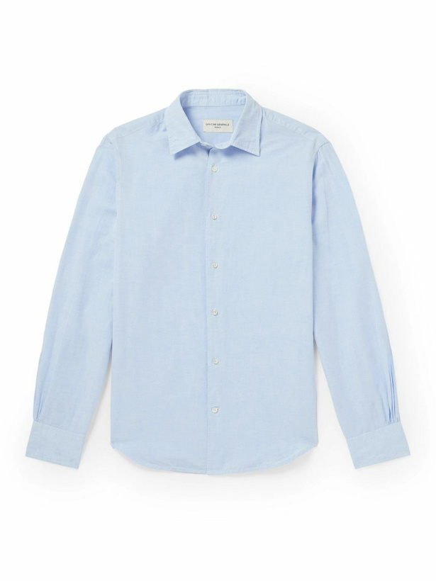 Photo: Officine Générale - Giacomo Cotton and Linen-Blend Shirt - Blue