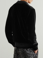 Palm Angels - Logo-Embroidered Cotton-Blend Velour Track Jacket - Black