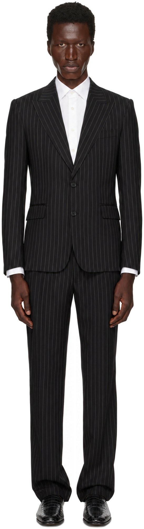 Dolce&Gabbana Black Pinstripe Wool Suit