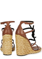 Saint Laurent Cassandra 100 Leather Wedge Espadrilles Tan