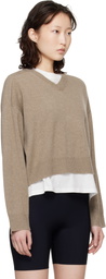 Loulou de Saison Taupe Anzor LDS Cashmere V Neck Sweater