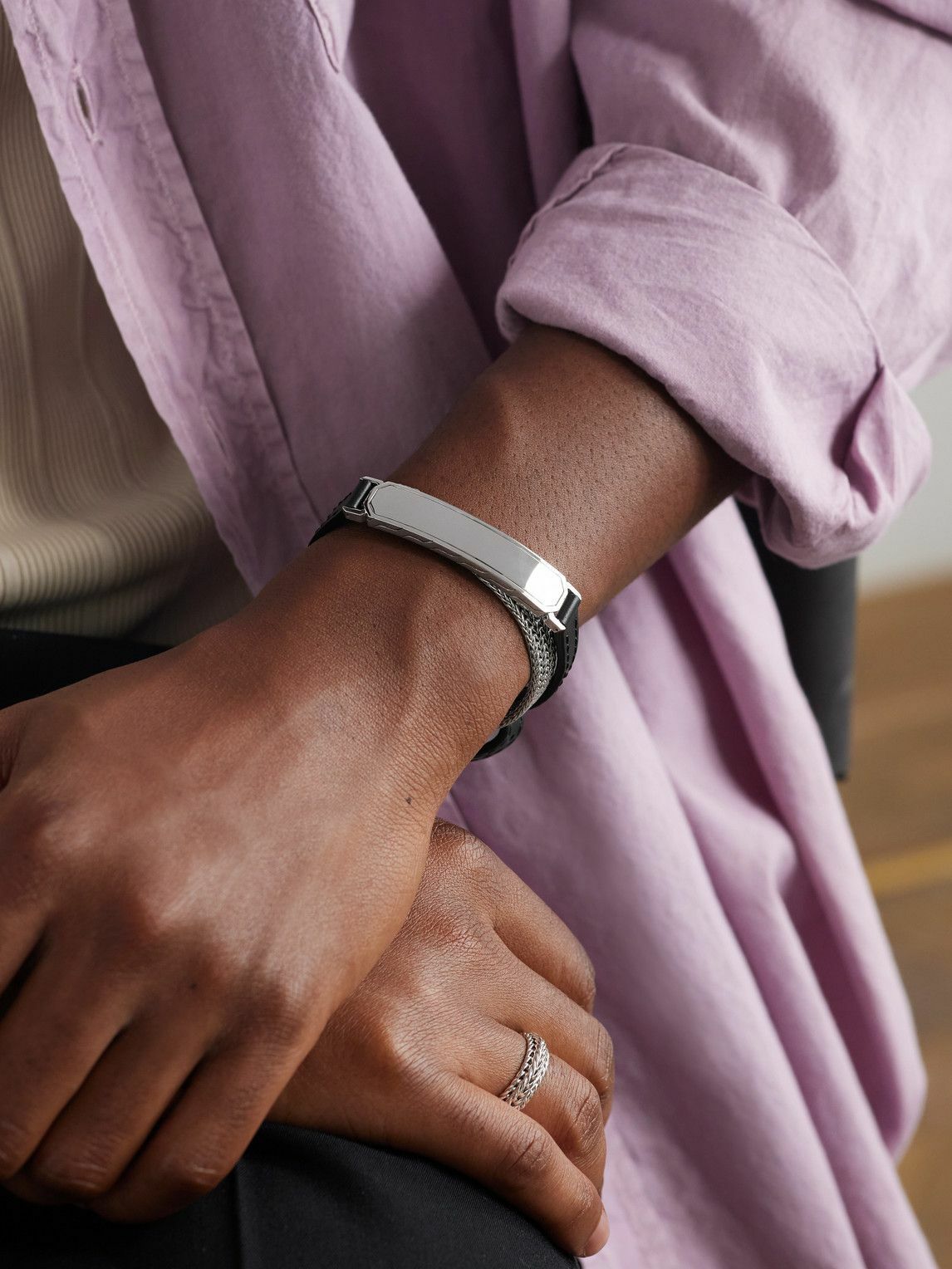 John Hardy - Sterling Silver and Leather Bracelet - Silver