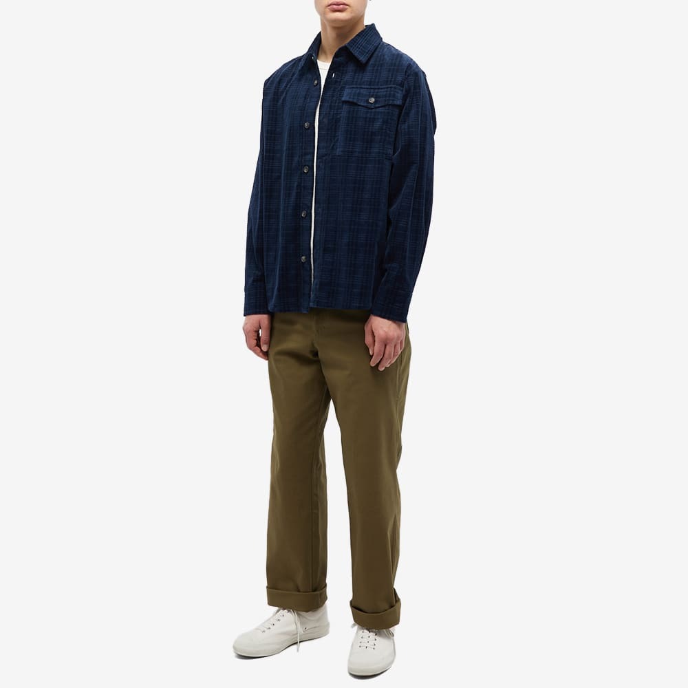 A.P.C. Men's Basile Check Corduroy Overshirt in Marine