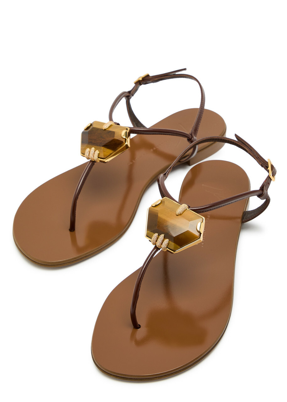 Giuseppe Zanotti Ganass 10 Jewel-embellished Leather Sandals Brown
