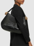 ROBERTO CAVALLI Road Croc Embossed Leather Shoulder Bag