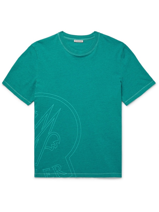 Photo: MONCLER - Logo-Print Cotton-Jersey T-Shirt - Blue - S